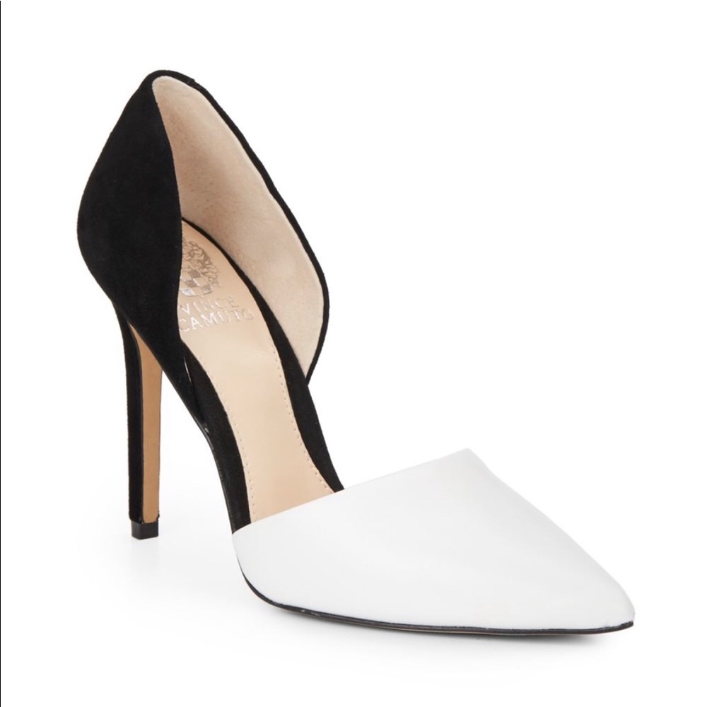 Vince Camuto Norell leather & suede pumps (white)